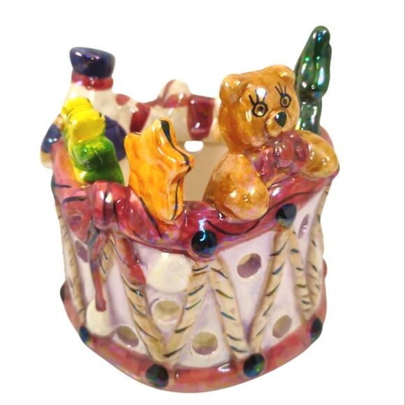 Christmas Votive Lusterware Finish Ceramic Tea Light Holder Candle Holder - Picture 12 of 15